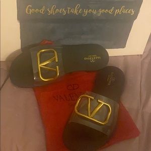 Sandals flats clear black size 38 valentino